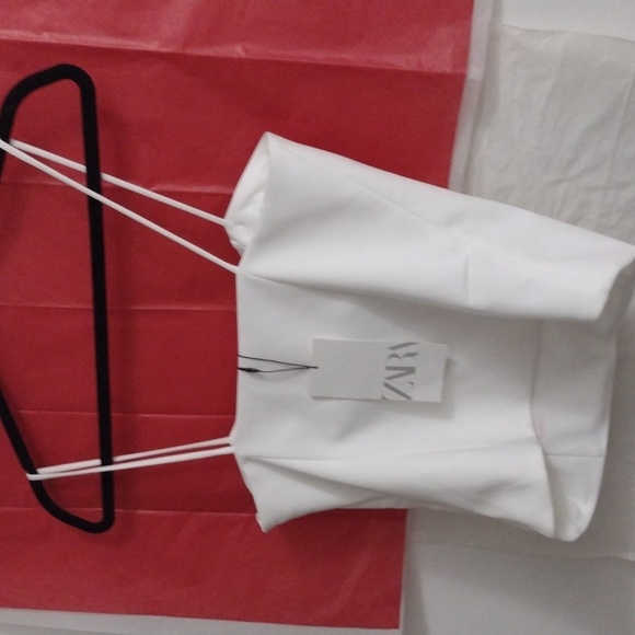 ZARA Silver Stud Rosette Organdy Spaghetti Strap Evening Cami NWT - Picture 5 of 7